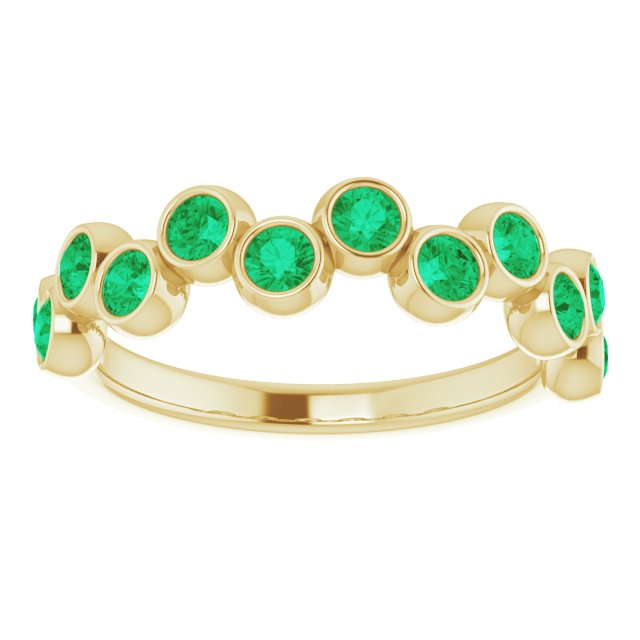 14K Gold Round Lab-Grown Emerald Bezel-Set Ring – 2.5mm Stones - Yellow Gold - view 8