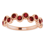 14K Gold Round Natural Mozambique Garnet Bezel-Set Ring – 2.5mm Stones - Rose Gold - view 8
