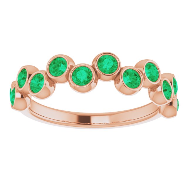 14K Gold Round Lab-Grown Emerald Bezel-Set Ring – 2.5mm Stones - Rose Gold - view 8