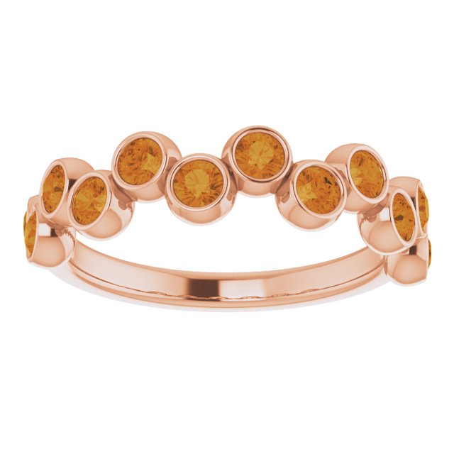 14K Gold Round Natural Citrine Bezel-Set Ring – 2.5mm Stones - Rose Gold - view 8
