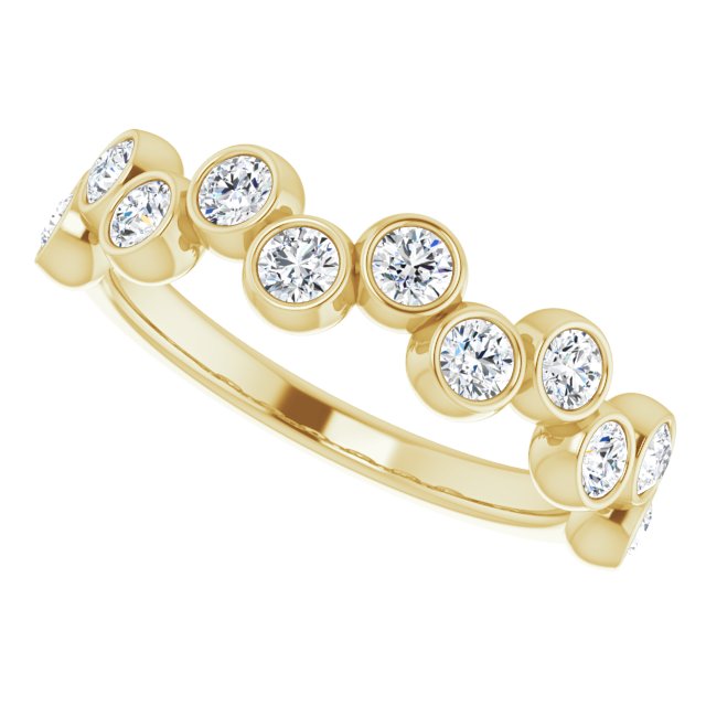 14K Gold Round Natural Diamond Bezel-Set Ring – 2.5mm Stones - Yellow Gold - view 10
