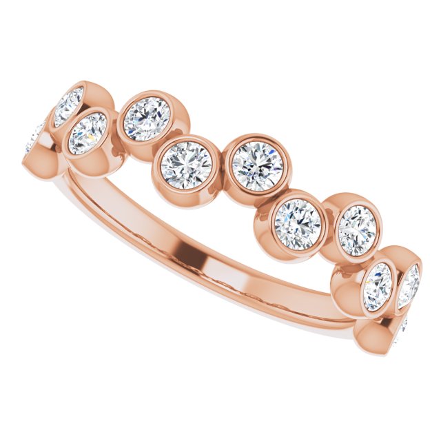 14K Gold Round Natural Diamond Bezel-Set Ring – 2.5mm Stones - Rose Gold - view 10