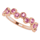 14K Gold Round Natural Pink Tourmaline Bezel-Set Ring – 2.5mm Stones - Rose Gold - view 10