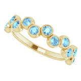 14K Gold Round Natural Aquamarine Bezel-Set Ring – 2.5mm Stones - Yellow Gold - view 10