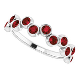14K Gold Round Natural Mozambique Garnet Bezel-Set Ring – 2.5mm Stones - White Gold - view 10