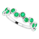 Platinum Round Natural Emerald Bezel-Set Ring – 2.5mm Stones - view 10