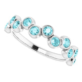 14K Gold Round Natural Blue Zircon Bezel-Set Ring – 2.5mm Stones - White Gold - view 10
