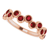 14K Gold Round Natural Mozambique Garnet Bezel-Set Ring – 2.5mm Stones - Rose Gold - view 10