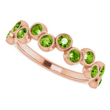 14K Gold Round Natural Peridot Bezel-Set Ring – 2.5mm Stones - Rose Gold - view 10