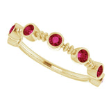 14K Gold Round Lab-Grown Ruby Bezel-Set Ring II - Yellow Gold - view 10