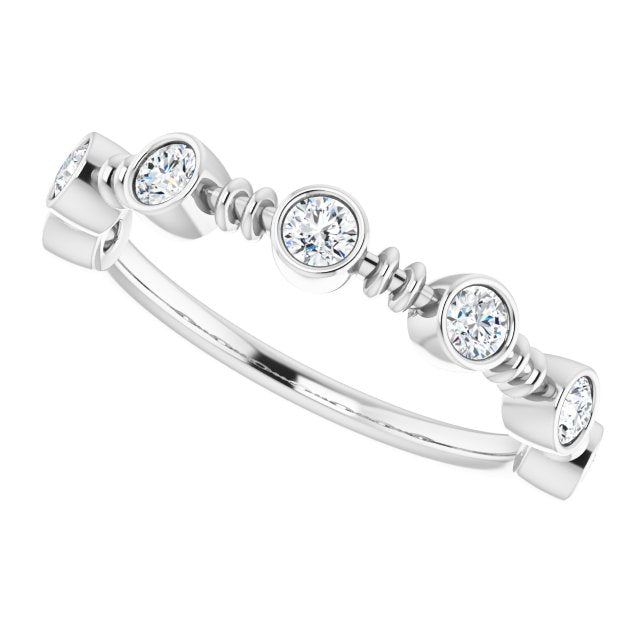 14K Gold Round Natural Diamond Bezel-Set Ring II - White Gold - view 10