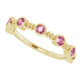 14K Gold Round Natural Pink Tourmaline Bezel-Set Ring II - Yellow Gold - view 10