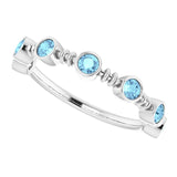 14K Gold Round Natural Aquamarine Bezel-Set Ring II - White Gold - view 10