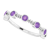 Platinum Round Natural Amethyst Bezel-Set Ring II - view 10
