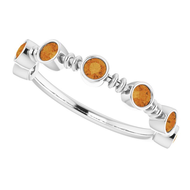 14K Gold Round Natural Citrine Bezel-Set Ring II - White Gold - view 10