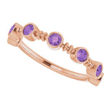 14K Gold Round Natural Amethyst Bezel-Set Ring II - Rose Gold - view 10