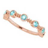 14K Gold Round Natural Blue Zircon Bezel-Set Ring II - Rose Gold - view 10