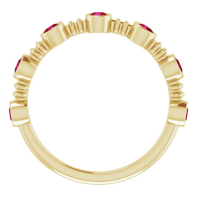 14K Gold Round Natural Ruby Bezel-Set Ring II - Yellow Gold - view 7