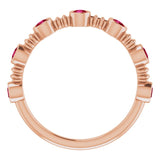 14K Gold Round Lab-Grown Ruby Bezel-Set Ring II - Rose Gold - view 7