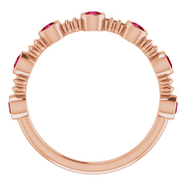 14K Gold Round Lab-Grown Ruby Bezel-Set Ring II - Rose Gold - view 7