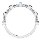 14K Gold Round Lab-Grown Blue Sapphire Bezel-Set Ring – 2.5mm Stones - White Gold - view 7