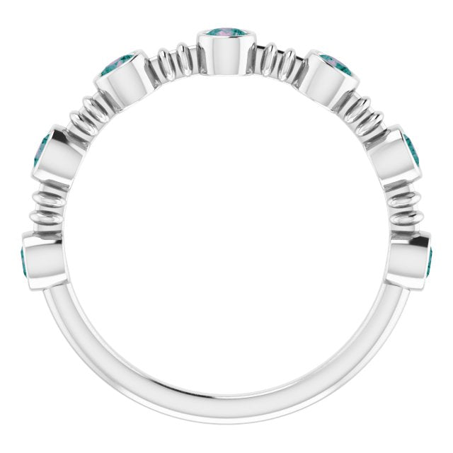 Platinum Round Lab-Grown Alexandrite Bezel-Set Ring – 2.5mm Stones - view 7