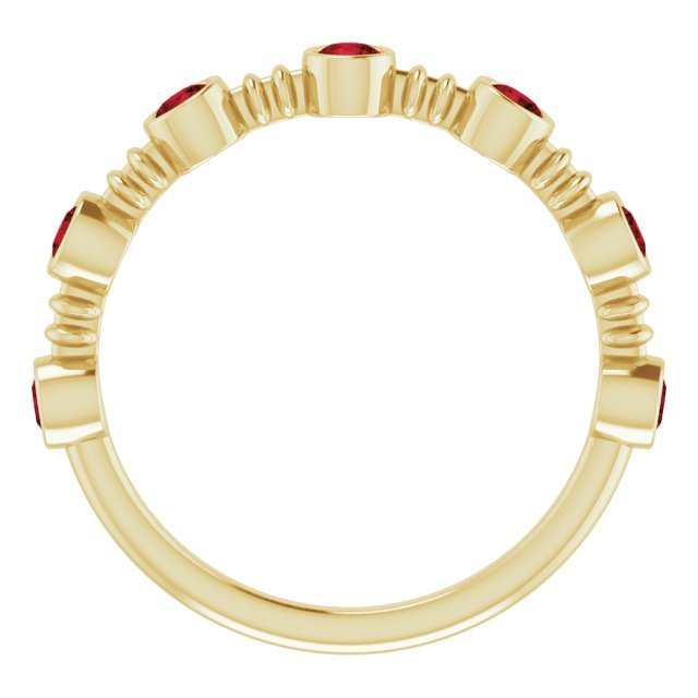 14K Gold Round Natural Mozambique Garnet Bezel-Set Ring II - Yellow Gold - view 7
