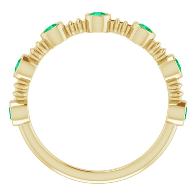 14K Gold Round Natural Emerald Bezel-Set Ring II - Yellow Gold - view 7
