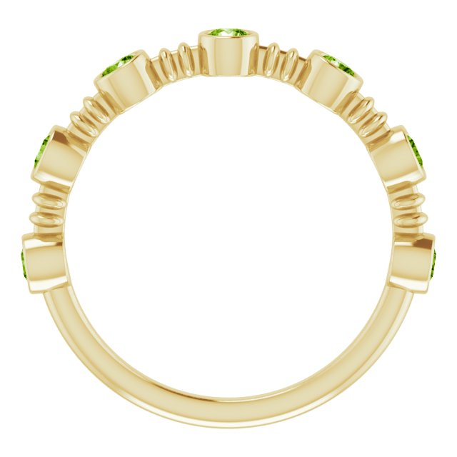 14K Gold Round Natural Peridot Bezel-Set Ring II - Yellow Gold - view 7