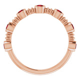 14K Gold Round Natural Mozambique Garnet Bezel-Set Ring II - Rose Gold - view 7
