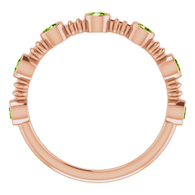 14K Gold Round Natural Peridot Bezel-Set Ring II - Rose Gold - view 7