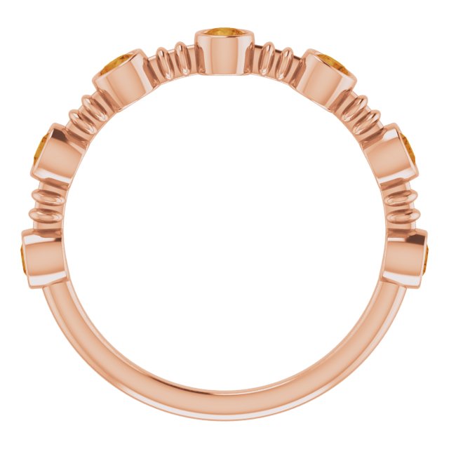 14K Gold Round Natural Citrine Bezel-Set Ring II - Rose Gold - view 7