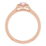 14K Gold Oval Natural Pink Morganite & Natural Diamond Accented Vintage-Inspired Ring - Rose Gold - view 2