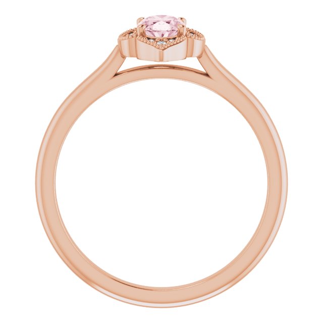14K Gold Oval Natural Pink Morganite & Natural Diamond Accented Vintage-Inspired Ring - Rose Gold - view 2