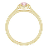 14K Gold Oval Natural Pink Morganite & Natural Diamond Accented Vintage-Inspired Ring - Yellow Gold - view 2