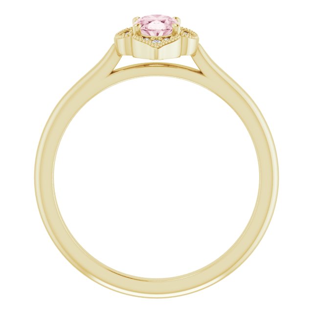 14K Gold Oval Natural Pink Morganite & Natural Diamond Accented Vintage-Inspired Ring - Yellow Gold - view 2