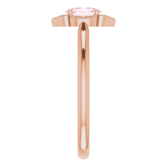 14K Gold Oval Natural Pink Morganite & Natural Diamond Accented Vintage-Inspired Ring - Rose Gold - view 4