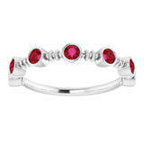 14K Gold Round Lab-Grown Ruby Bezel-Set Ring II - White Gold - view 8