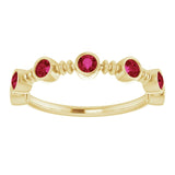 14K Gold Round Natural Ruby Bezel-Set Ring II - Yellow Gold - view 8