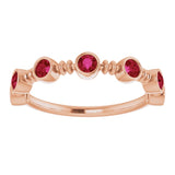 14K Gold Round Lab-Grown Ruby Bezel-Set Ring II - Rose Gold - view 8