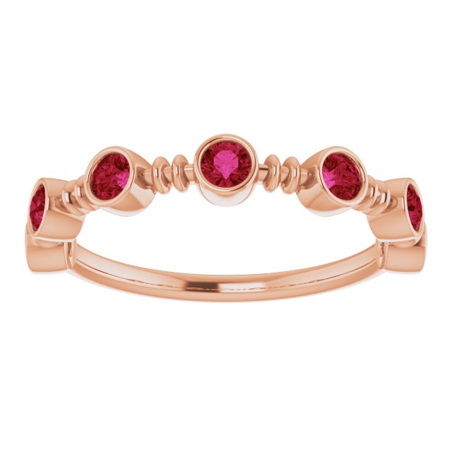 14K Gold Round Lab-Grown Ruby Bezel-Set Ring II - Rose Gold - view 8