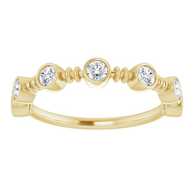 14K Gold Round Natural Diamond Bezel-Set Ring II - Yellow Gold - view 8