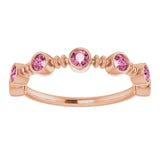 14K Gold Round Natural Pink Tourmaline Bezel-Set Ring II - Rose Gold - view 8