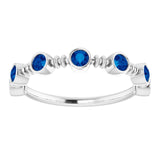 14K Gold Round Lab-Grown Blue Sapphire Bezel-Set Ring – 2.5mm Stones - White Gold - view 8