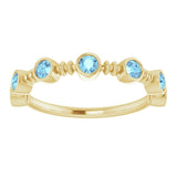 14K Gold Round Natural Aquamarine Bezel-Set Ring II - Yellow Gold - view 8