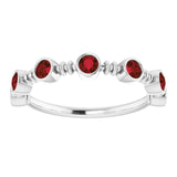 14K Gold Round Natural Mozambique Garnet Bezel-Set Ring II - White Gold - view 8
