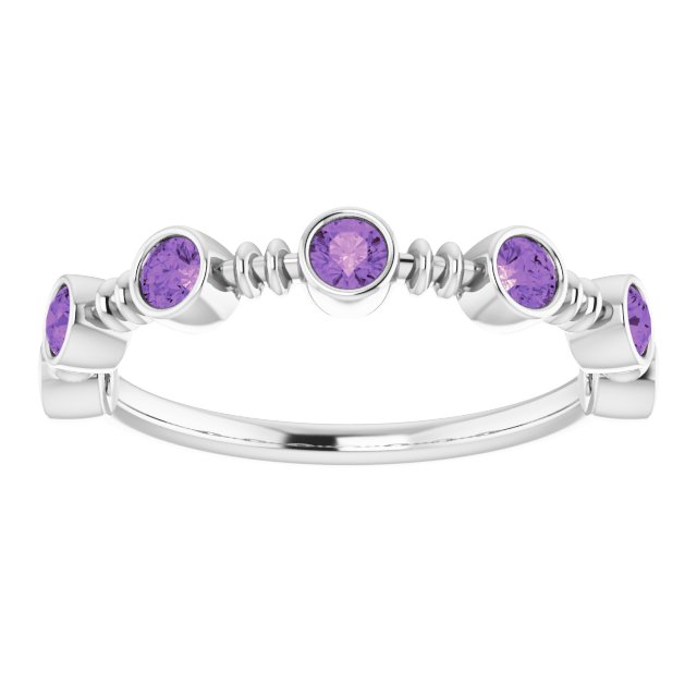 Platinum Round Natural Amethyst Bezel-Set Ring II - view 8