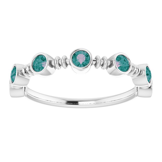 14K Gold Round Lab-Grown Alexandrite Bezel-Set Ring – 2.5mm Stones - White Gold - view 8