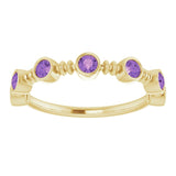 14K Gold Round Natural Amethyst Bezel-Set Ring II - Yellow Gold - view 8