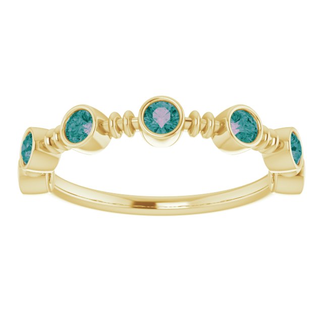 14K Gold Round Natural Alexandrite Bezel-Set Ring II - Yellow Gold - view 8